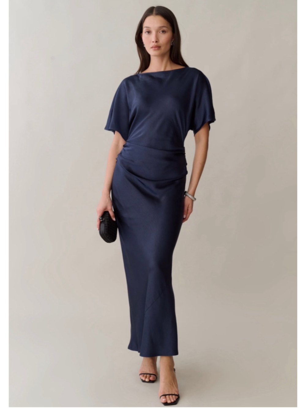 Women's Few Moda o.p.t. Navy Satin Midi Dress Size 6